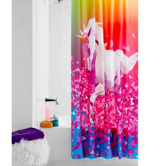 Mainstays Bath Mainstays Glitter Unicorn Rainbow Shower Curtain 7 X